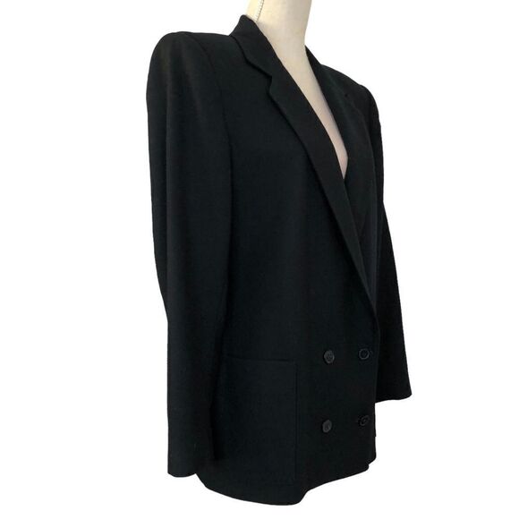 Talbots 100% Wool Made in USA Double Breasted Blazer Structured Size 10 Black - Picture 4 of 12
